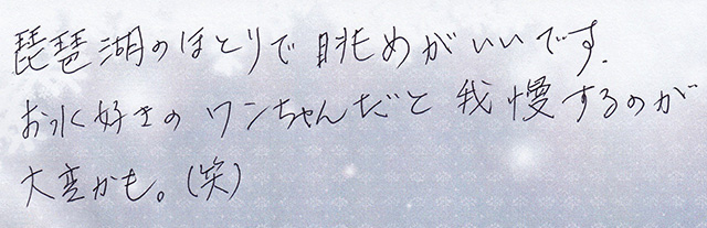 琵琶湖のほとりで眺めがいい