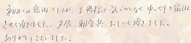 初めての宿泊でしたが