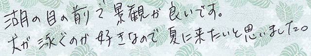 犬が 泳ぐのが 好きなので 夏に来たい