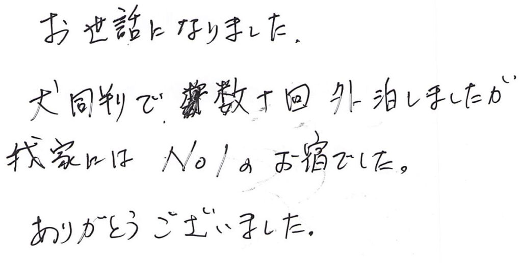 犬同伴で数十回外泊